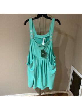 HALARA Pockets Waffle Oversized Jumpsuit Teal Size 3X NWT
